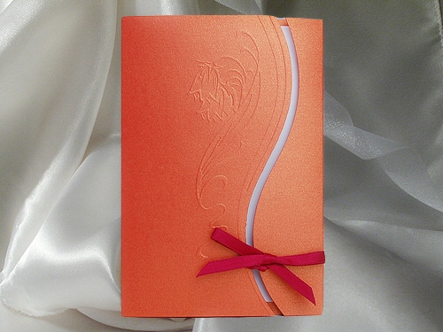 Einladungskarte mit Maiglckchen in orange